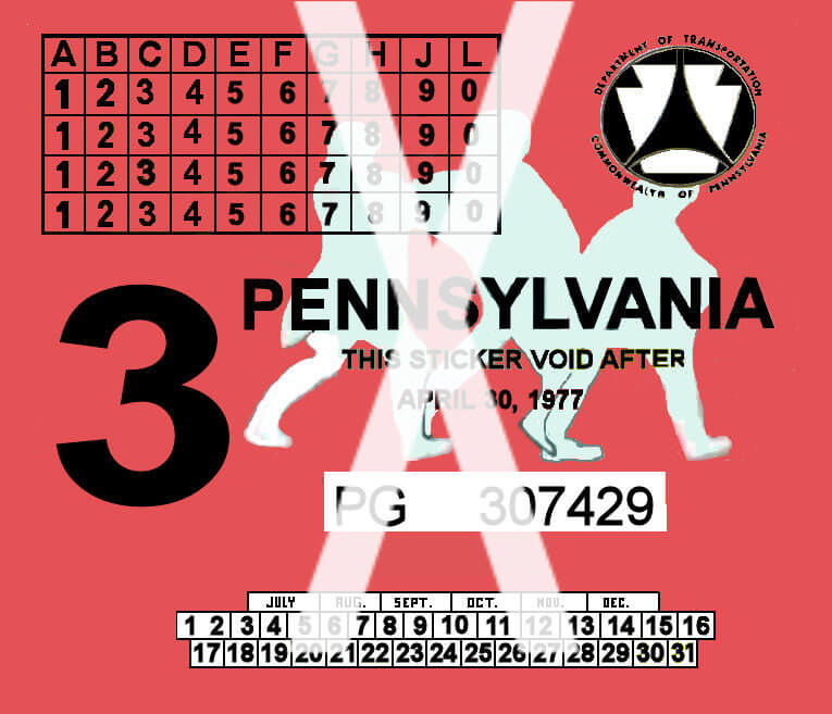 (image for) 1977-3 Pennsylvania INSPECTION Sticker